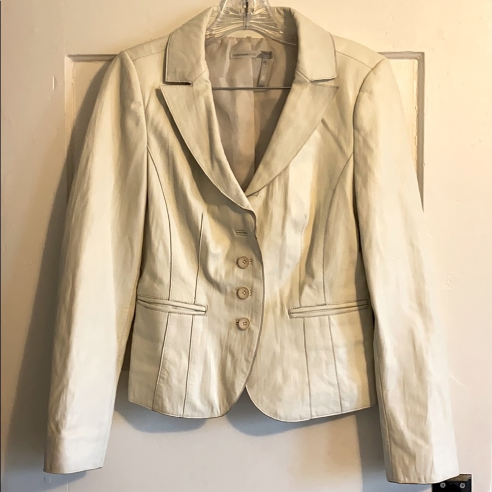 Cream Leather Blazer